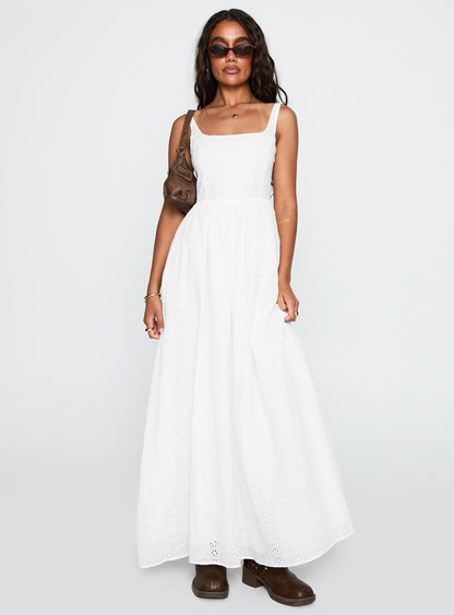 Cartmel Broderie Maxi Dress White