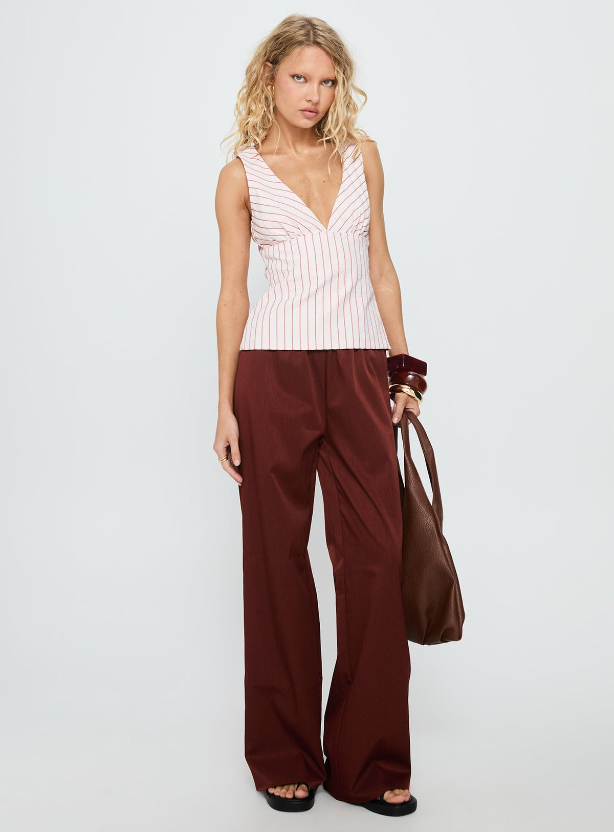 Callaia Plunge Cami Top Pink Stripe