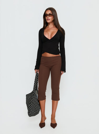 Baseline Rib Capri Pants Chocolate