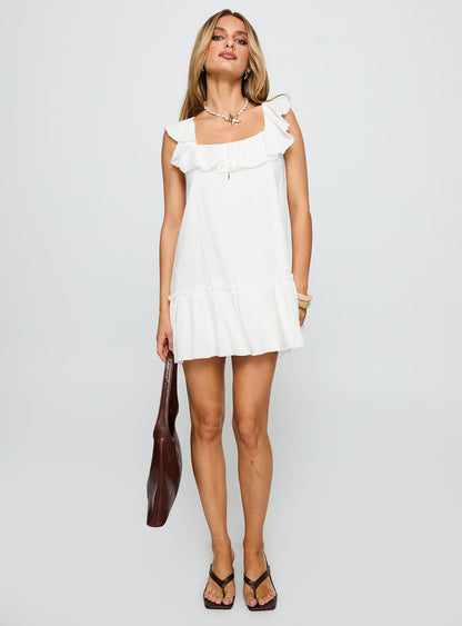 Alicen Frill Mini Dress White