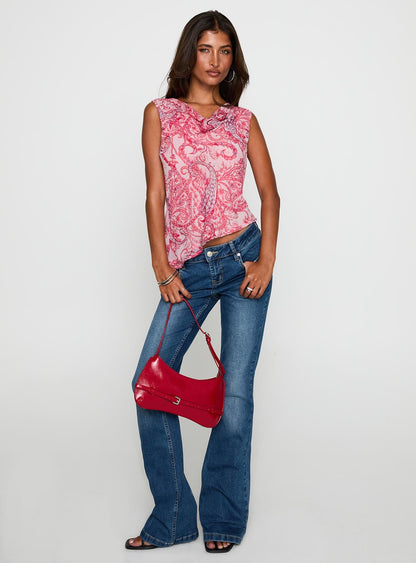 Blame The Rain Cowl Neck Top Pink Paisley