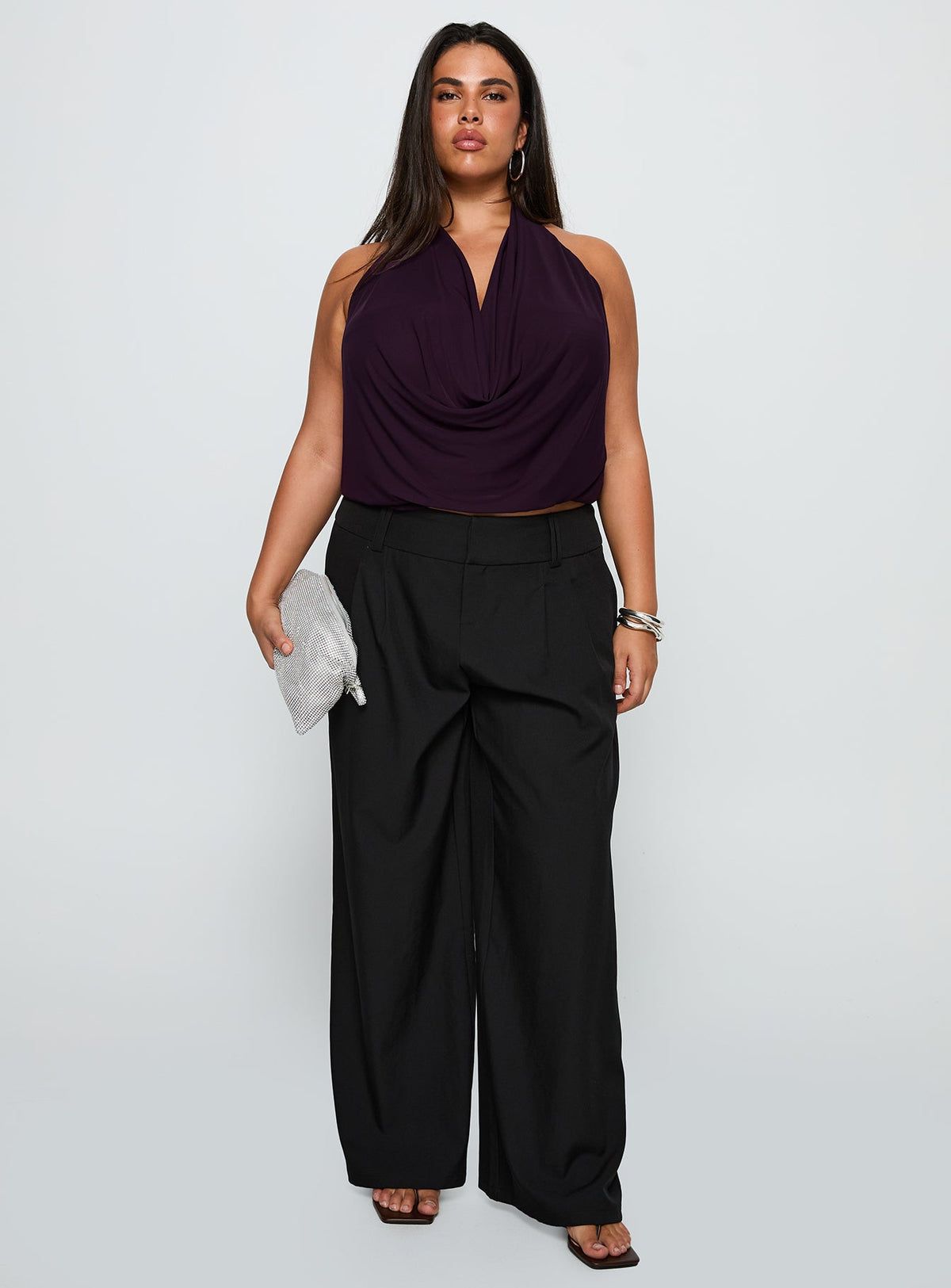 Carefree Days Cowl Neck Top Purple Curve