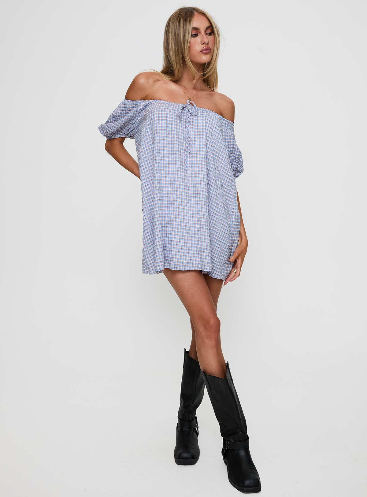 Morning Doves Mini Dress Blue