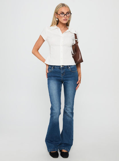 Akiyo Button Up Blouse Top White
