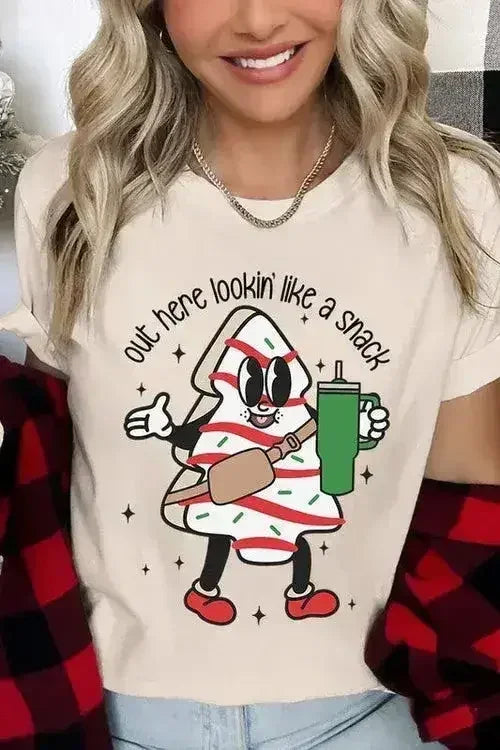 Christmas Cookie Graphic T-Shirt - "Lookin' Like a Snack" | Femstylo