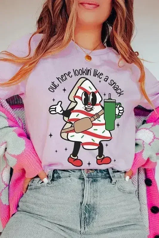 Christmas Cookie Graphic T-Shirt - "Lookin' Like a Snack" | Femstylo