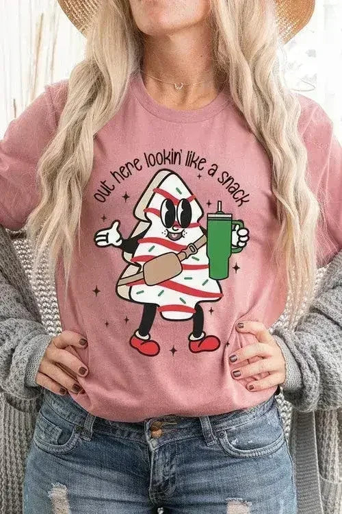 Christmas Cookie Graphic T-Shirt - "Lookin' Like a Snack" | Femstylo