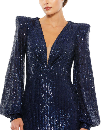 Long Sleeve Sequin Evening Formal Dress Long Sleeve Sequin Evening Mac Duggal 26722