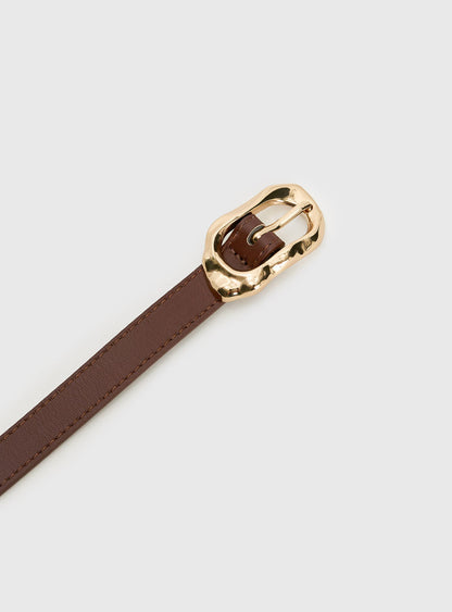Capeside Faux Leather Belt Brown / Gold