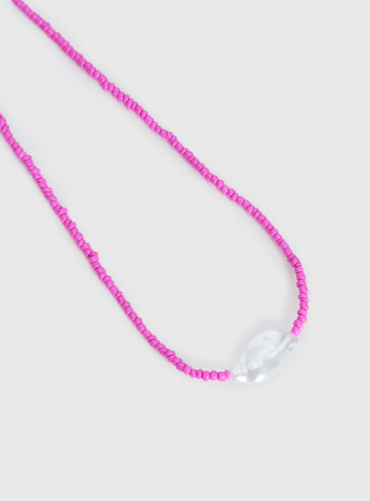 Aruba Pearl Pendant Necklace Pink