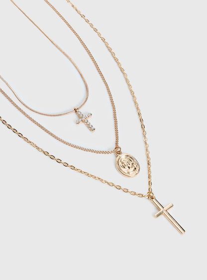 Broken Clocks Layered Necklace Gold