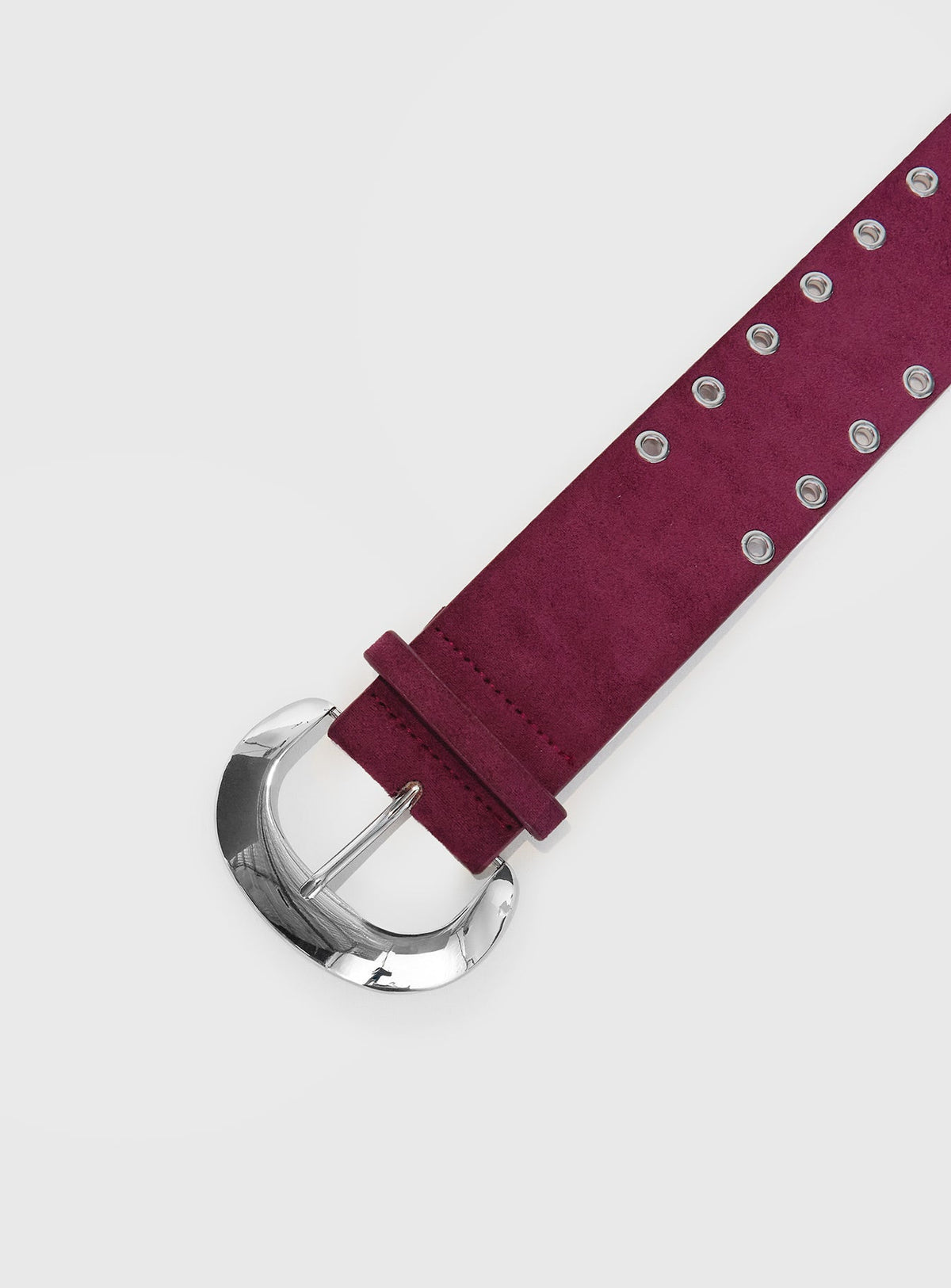 Captain Faux Suede Belt Red / Silver
