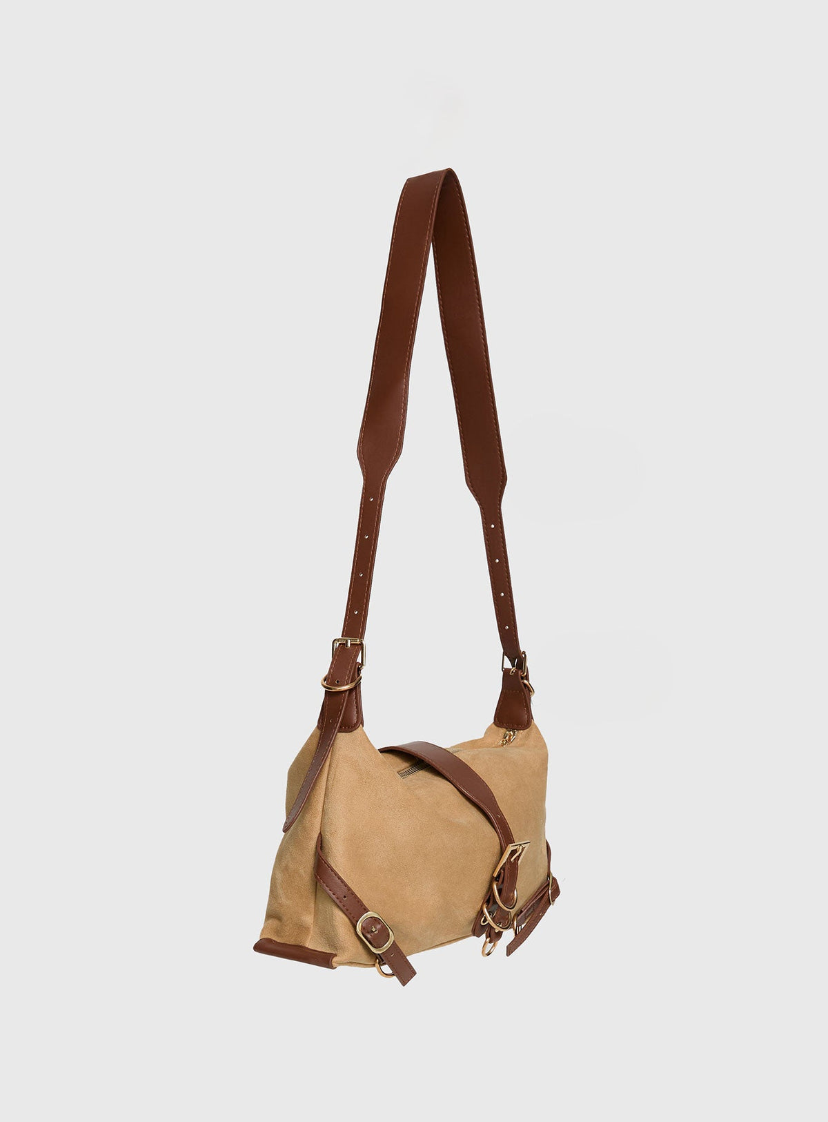 Anatolius Faux Suede Shoulder Bag Brown