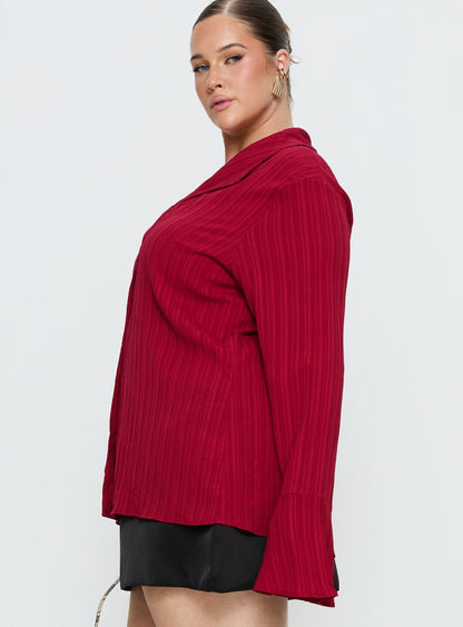 Beatris Long Sleeve Top Red Curve