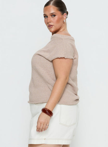 Ashfield Off Shoulder Top Oat Curve