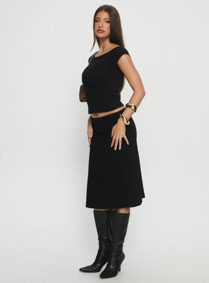 Baseline Rib Midi Skirt Black