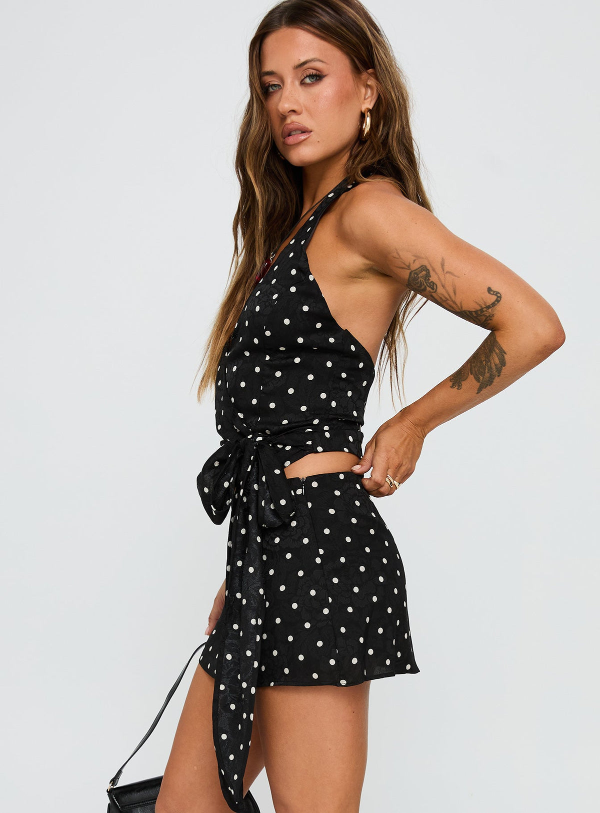 Beffanie Halter Wrap Set Black Polka Dot