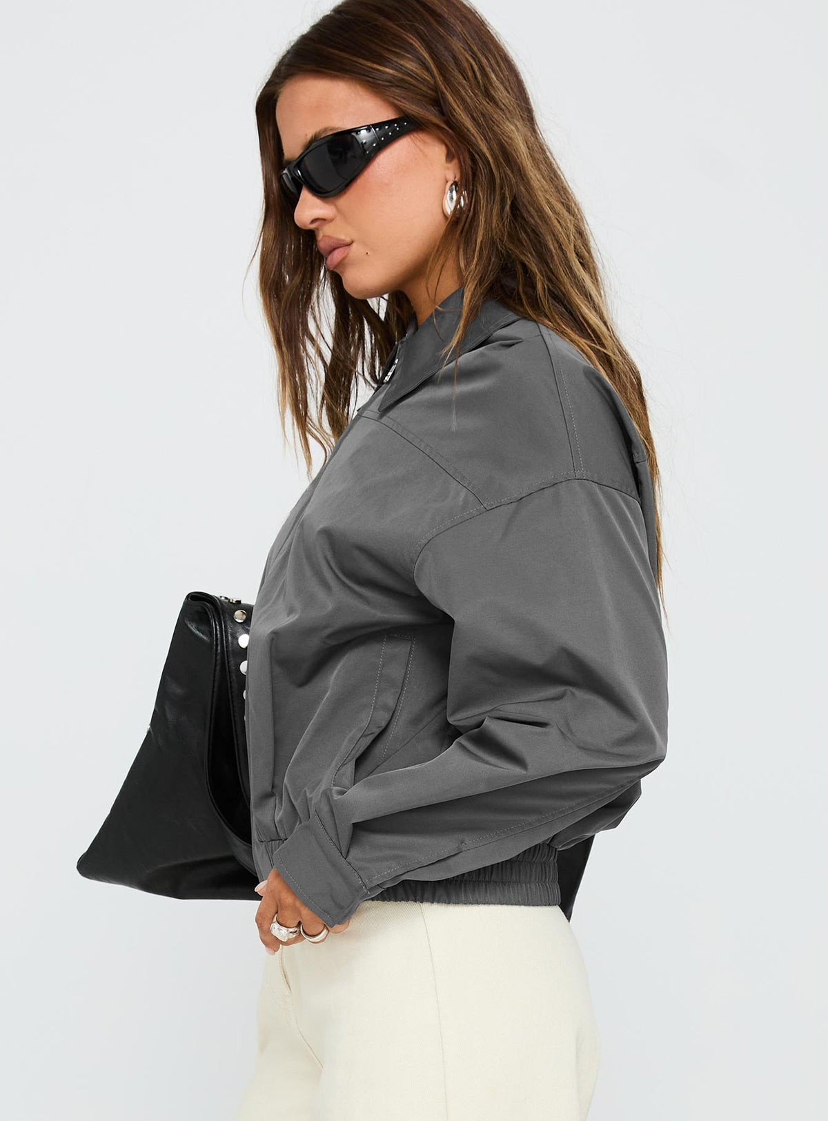 Call You Up Bomber Jacket Charcoal