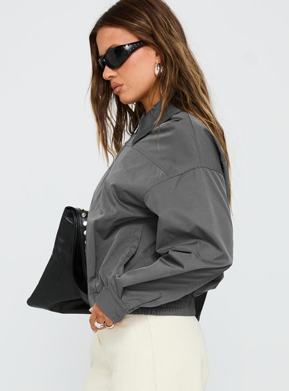 Call You Up Bomber Jacket Charcoal