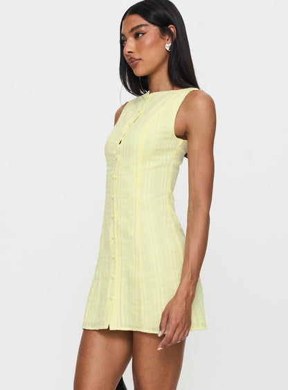 Mimsie Embroidered Mini Dress Lemon