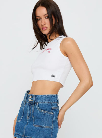 Boston University Cutoff Tank Top White