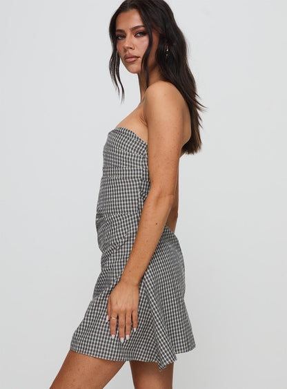 Bradwell Strapless Mini Dress Check