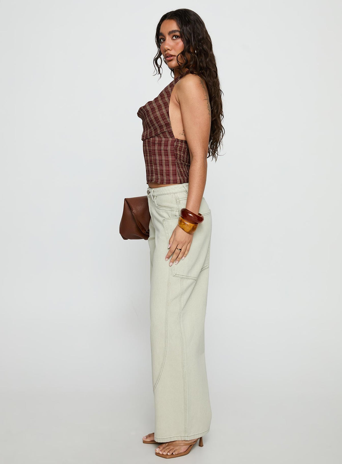 Amargo Mid Rise Baggy Jeans Sage Wash