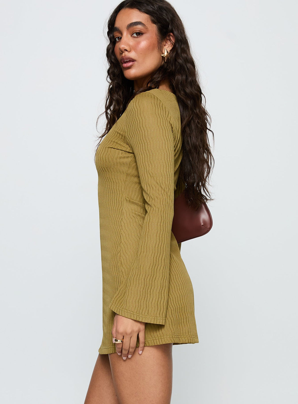 Calibre Long Sleeve Mini Dress Olive