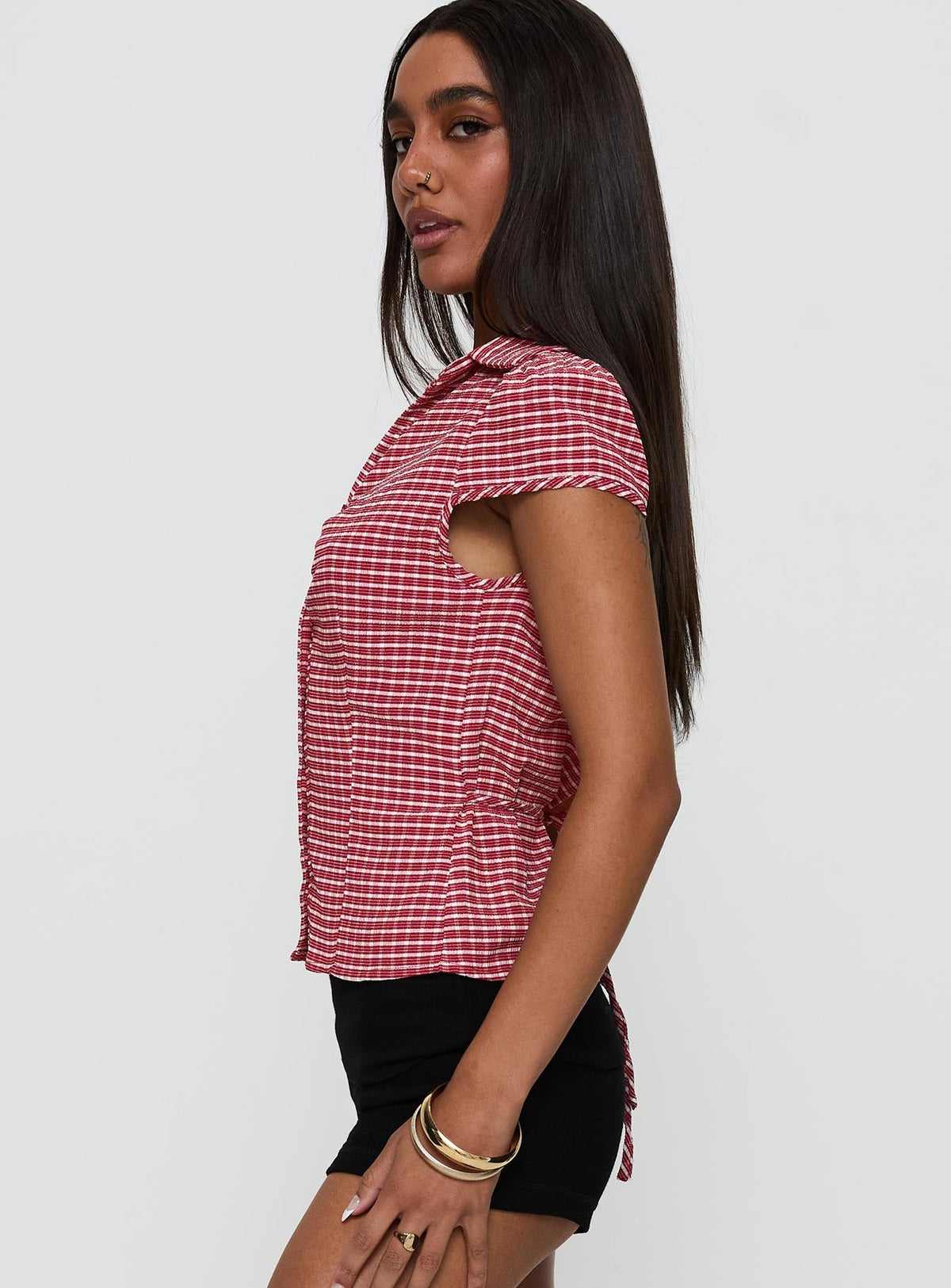 Arianwyn Short Sleeve Shirt Red Check