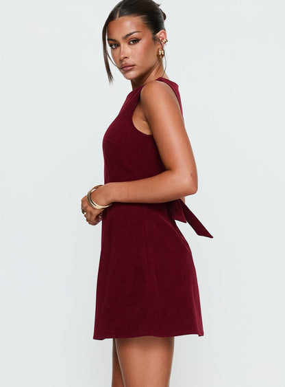Alfalfa Corduroy Mini Dress Cherry