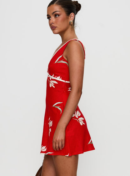 Juli Mini Dress Red Floral
