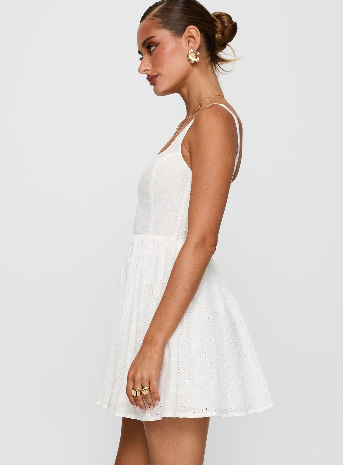 Cartmel Embroidered Mini Dress White