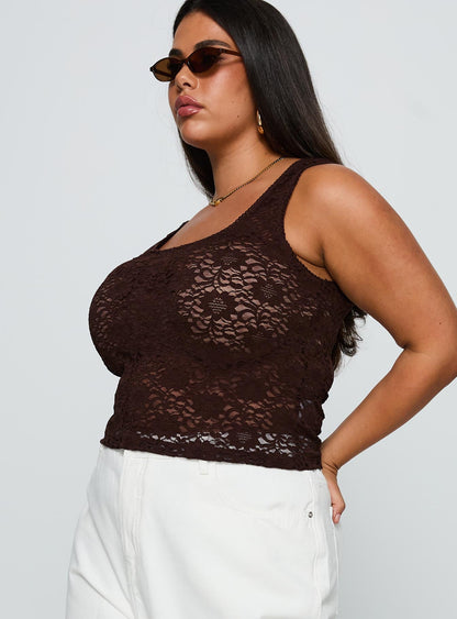 Bennington Lace Top Brown Curve