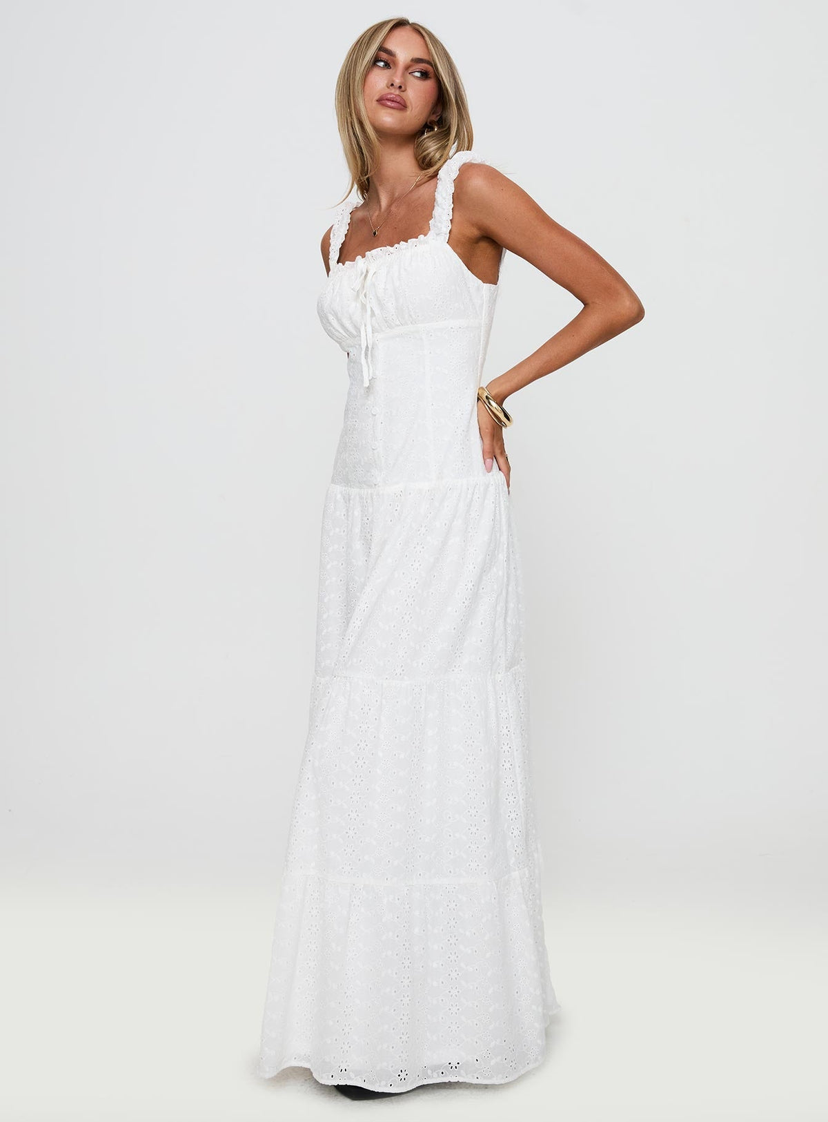 State Of Grace Embroidered Maxi Dress White