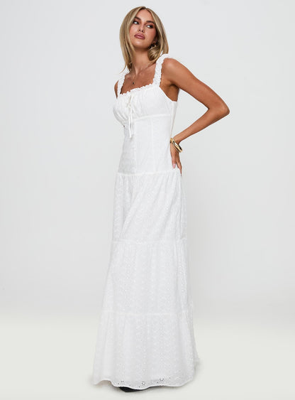State Of Grace Embroidered Maxi Dress White