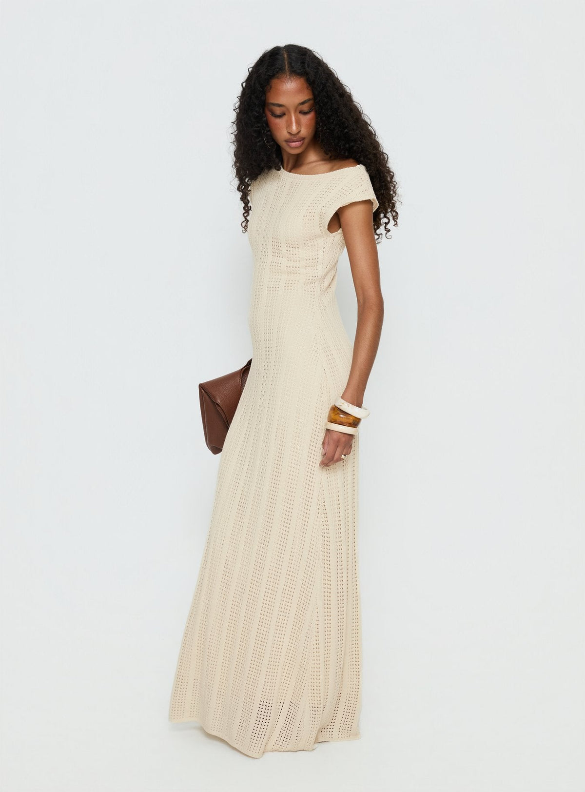 Break My Soul Knit One Shoulder Maxi Dress Beige