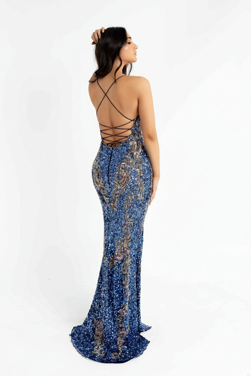 Primavera Couture 3211 Long Fitted Formal Sequin Prom Dress
