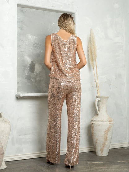 Eva Fashion 3474 Long Sequin Formal Two Piece Pant Suit