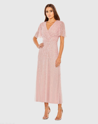 Long Beaded Formal Midi Length Dress Beaded Formal Midi Length Mac Duggal 35116