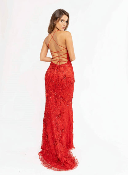 Primavera Couture 3931 Long Fitted Sequined Beaded Prom Dress