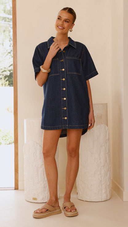 Rayna Denim Mini Dress - Indigo
