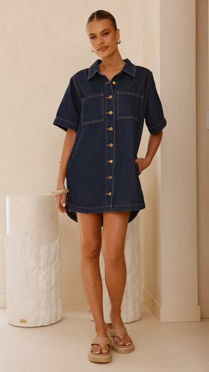 Rayna Denim Mini Dress - Indigo