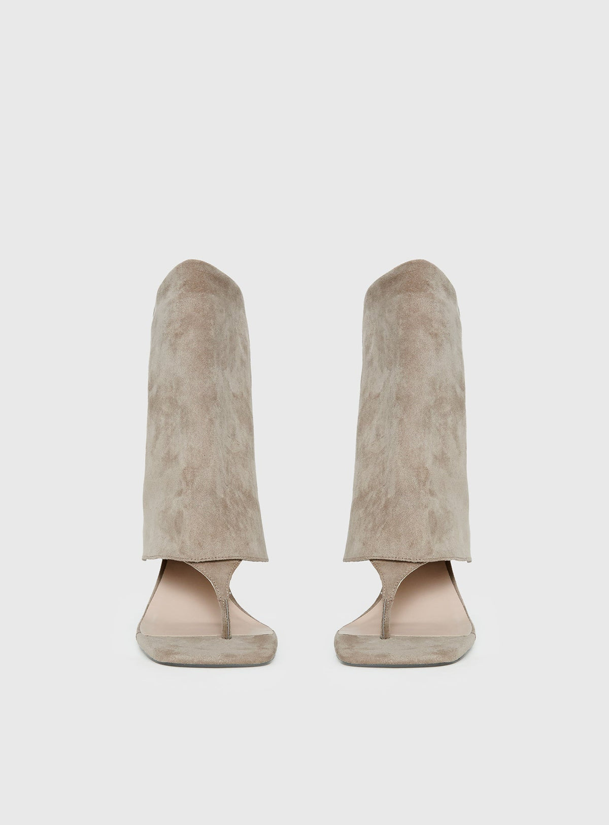Catch The Light Faux Suede Open Toe Boots Tan