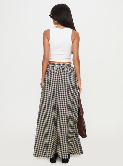 Cartmel Check Maxi Skirt Black / Cream