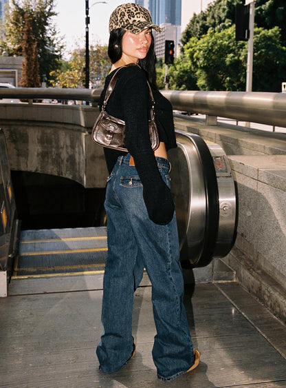 Carianne Low Rise Wide Leg Jeans Dark Wash