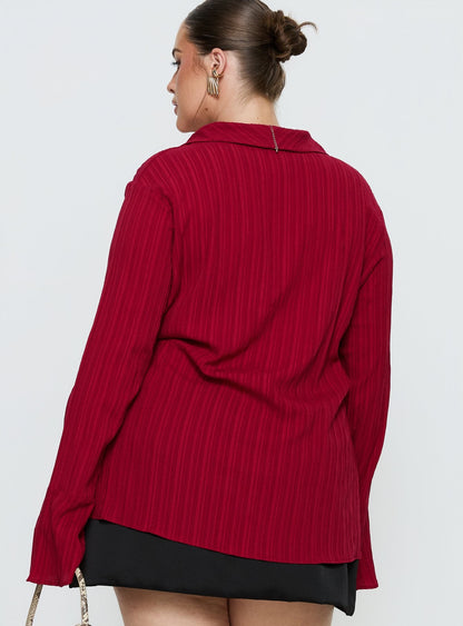 Beatris Long Sleeve Top Red Curve