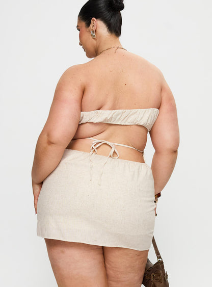 Luvstruck Strapless Mini Dress Beige Curve