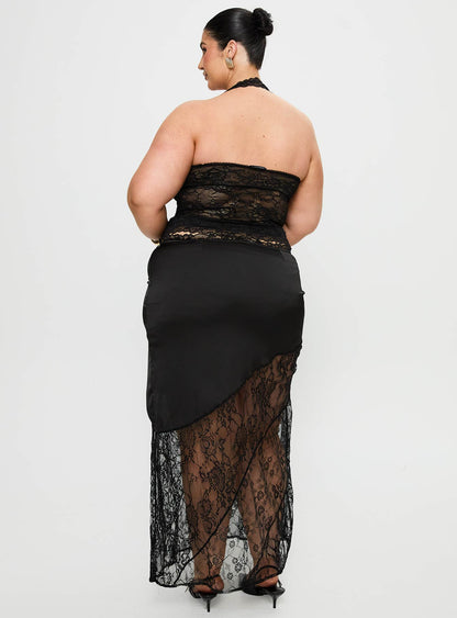 Castelli Lace Maxi Skirt Black Curve