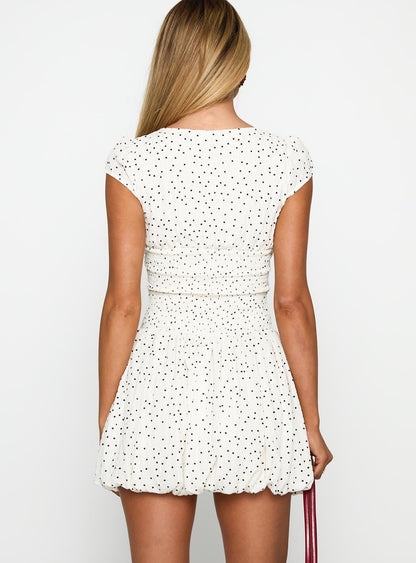 Ladybug Mini Dress White Polka