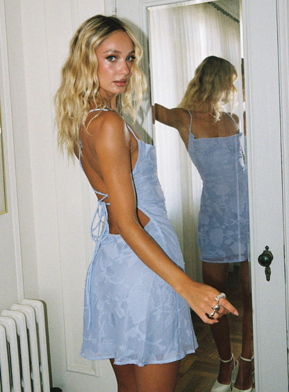 Celena Mini Dress Light Blue Burnout